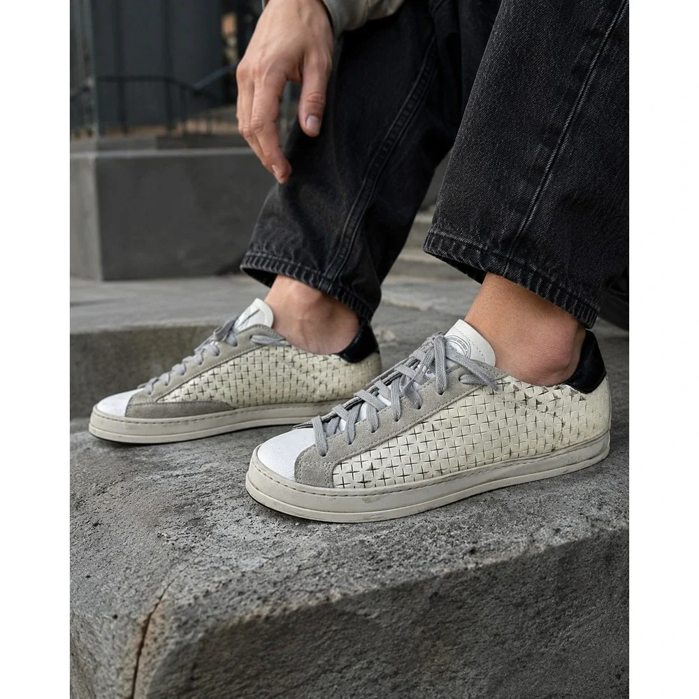 P448 John Overload Low Top White Woven Sneakers Women's Shoes Size 40 US 9.5